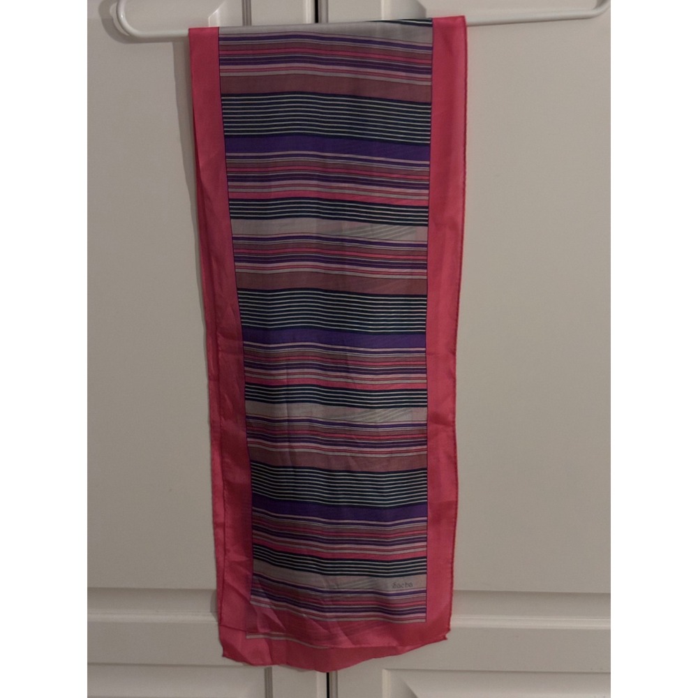 Sacha Striped Scarf Pink Purple Gray Neck Scarf‎ Fashion Accessory